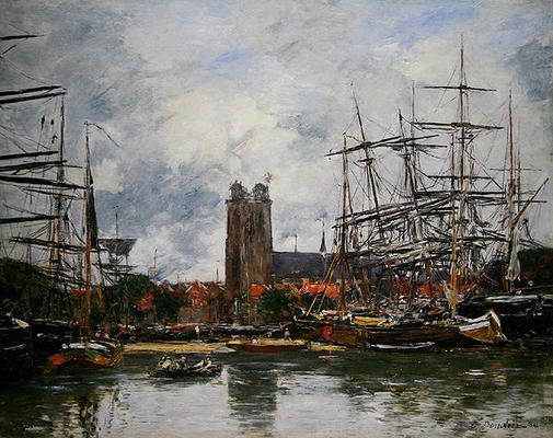 A French Port, 1884 (oil on canvas) od Eugène Boudin