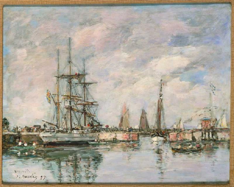 Norwegian three mast ship in the port Deauville od Eugène Boudin