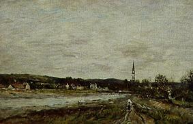 Town at a river. od Eugène Boudin