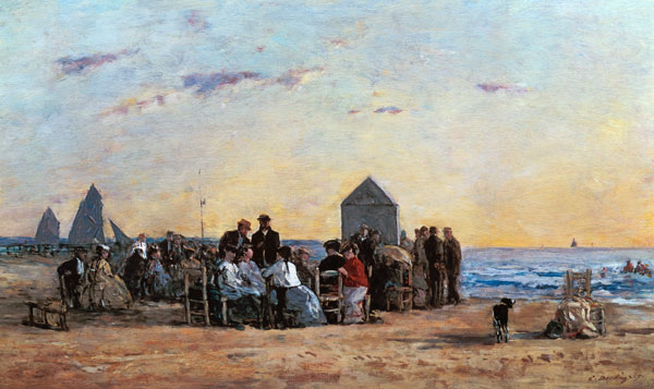 Beach Scene at Trouville - Sunset od Eugène Boudin