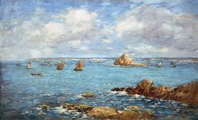 Douarnenez, sea bay with ships