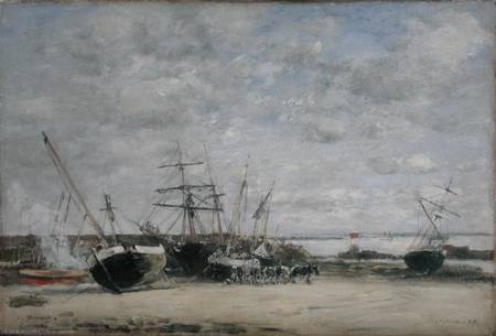 Vessels and Horses on the Shoreline od Eugène Boudin