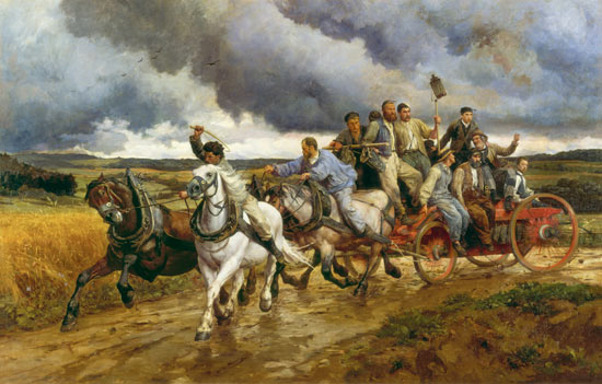 The village fire brigade on the way to the source. od Eugène Burnand