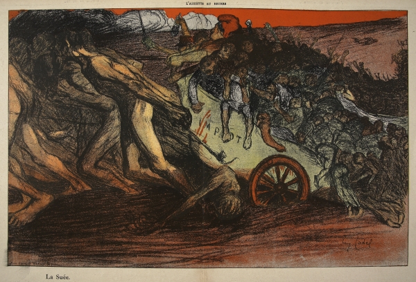 ''The burden of taxation'', illustration from ''L''assiette au Beurre: Les Fonctionnaires'', 9th Aug od Eugene Cadel