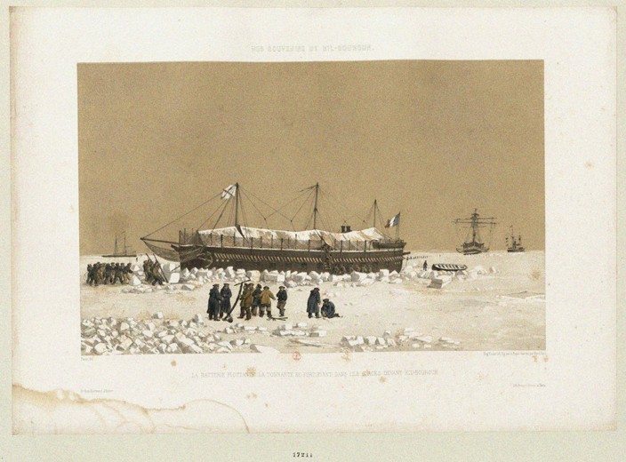 The floating battery "Tonnante" in the Ice near Kinburn od Eugène Ciceri
