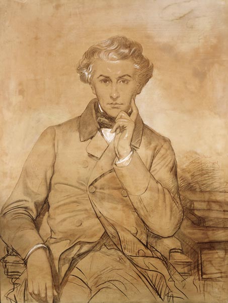 Portrait of Henri Reber (1807-80) (pencil & white chalk on paper) od Eugène-Emmanuel Amaury-Duval