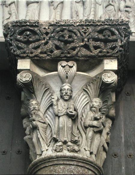 Column capital with Christ Blessing from the West Portal of the facade od Eugene Emmanuel Viollet-le-Duc