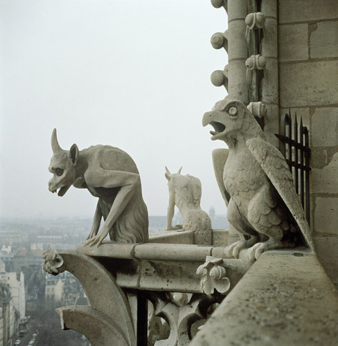 Gargoyles on the balustrade of the Grande Galerie od Eugene Emmanuel Viollet-le-Duc