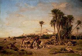 Rest of a caravan in the Sahara at El Aghouat. od Eugène Fromentin