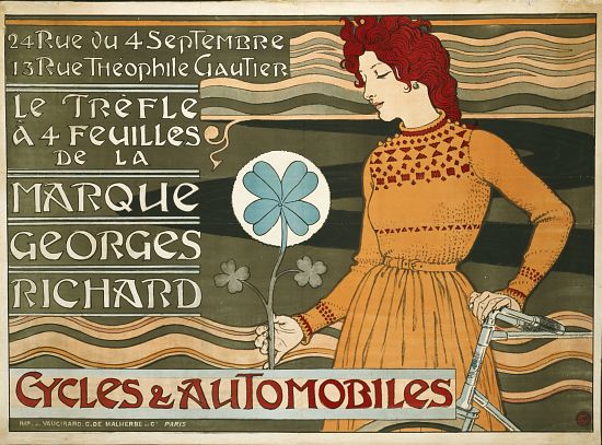 German advertisement for 'Georges-Richard' brand bicycles and cars, printed by E. Dubois od Eugene Grasset