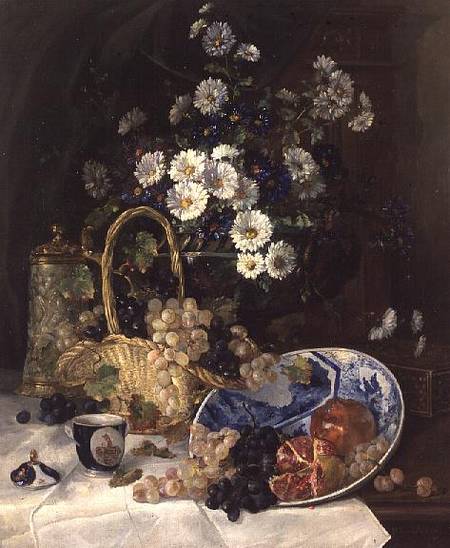 Still life with Flowers and Fruit od Eugene Henri Cauchois