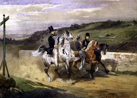Horace Vernet and his Children Riding in the Country od Eugène Louis Lami