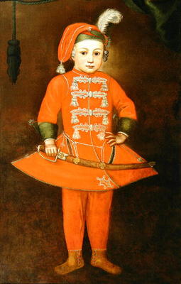 A Young Swordsman (oil on canvas) od European School, (18th century)