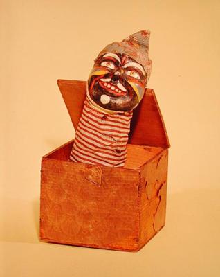 Jack-in-the-box, c.1870-1900 (wood, metal, textile, papier-mache, paint) od European School, (19th century)