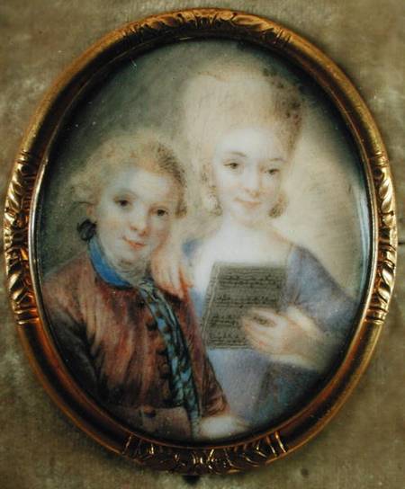Wolfgang Amadeus Mozart (1756-91) and his sister Maria-Anna called 'Nannerl' (1751-1829) od Eusebius Johann Alphen