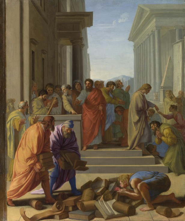 Saint Paul preaching at Ephesus od Eustache Le Sueur