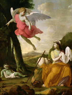 Hagar and Ishmael Rescued by the Angel, c.1648 (oil on canvas) od Eustache Le Sueur