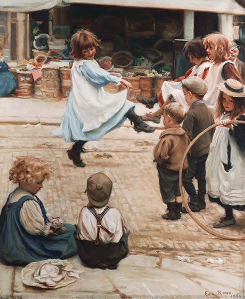 Auf der Straße spielende Kinder od Eva Roos
