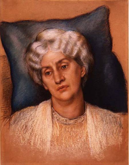 Study for 'The Hour Glass': portrait of Mrs. William Morris. c.1904-05 (pastel on paper) (study of 2 od Evelyn de Morgan