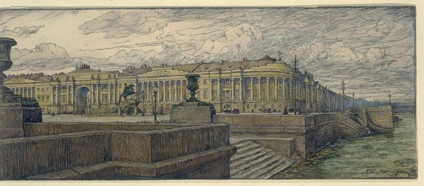 Der Senatsplatz in St. Peterburg od Evgeni Evgenievitch Lanceray
