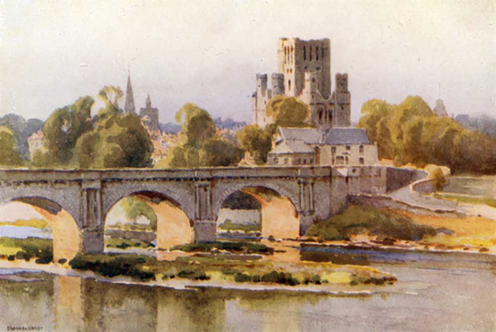 Kelso: The River Tweed and Abbey Ruins od E.W. Haslehust