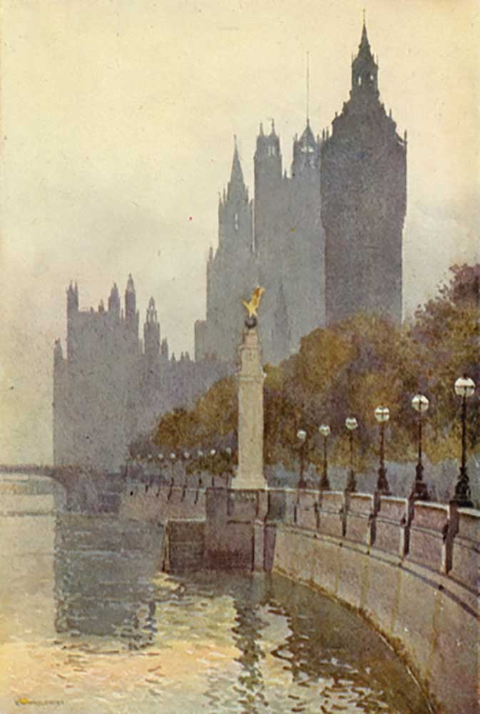 Houses of Parliament from the Embankment od E.W. Haslehust