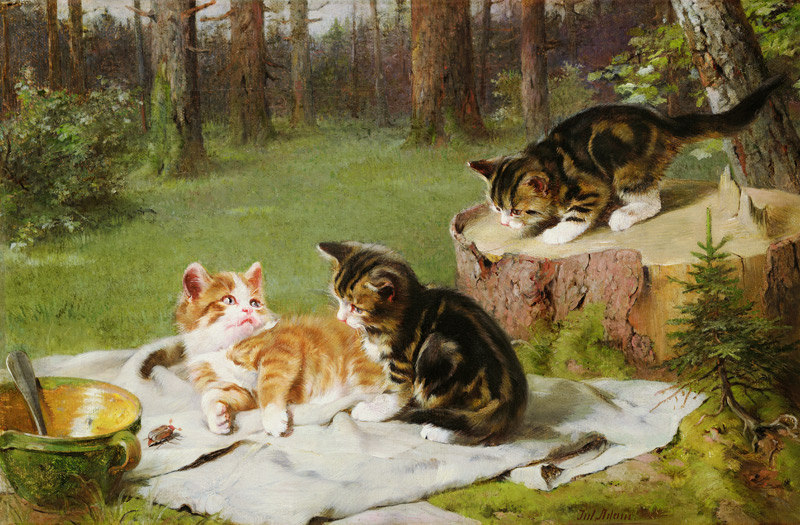 Kittens Playing (oil on canvas) od Ewald Honnef