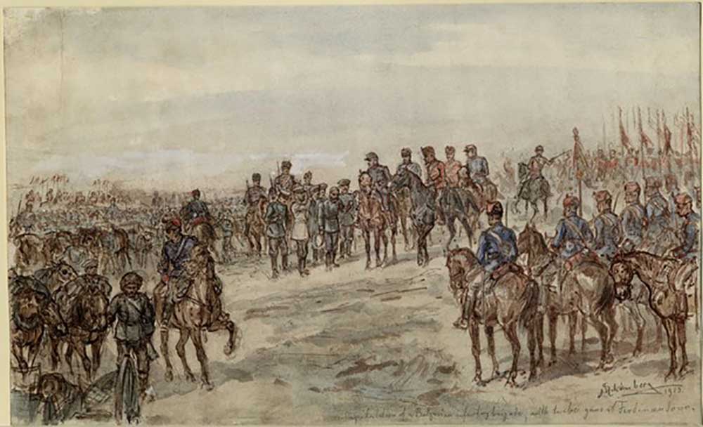 Capitulation of a Bulgarian infantry brigade with twelve guns at Ferdinandovo od Ewald Schönberg