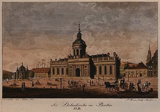 The Cathedral, Berlin (coloured etching) od F.A. Calau