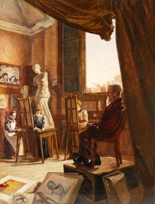 The Art Class (oil on canvas) od F.A. Howard