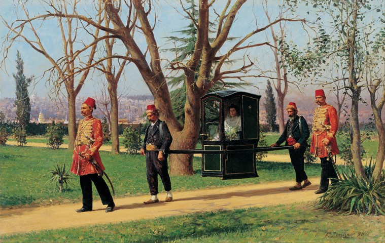 The Daughter of the English Ambassador Riding in a Palanquin od Fausto Zonaro