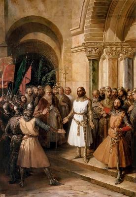 The election of Godfrey of Bouillon as the King of Jerusalem on July 23, 1099