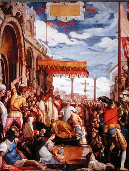 Frederick Barbarossa (c.1123-90) Pays Public Homage to Pope Alexander III (1105-81) od Federico Zuccari