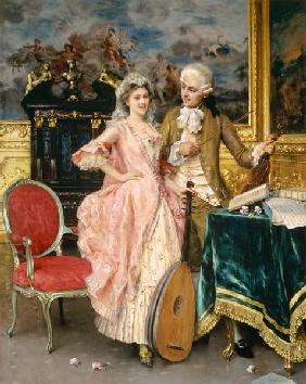 Music hour in the Rococo period.