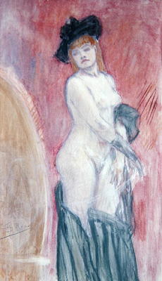 Coquettish in front of a mirror (pastel) od Felicien Rops