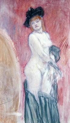 Coquettish in front of a mirror (pastel)