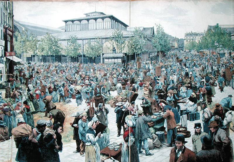 View of Les Halles, 1885 (colour litho)  od Felicien baron de Myrbach-Rheinfeld