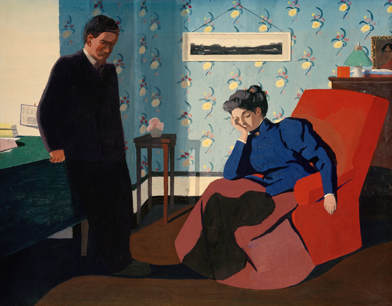 enterior with Red Armchair and Figures od Felix Vallotton