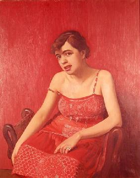 Romanian Woman in a Red Dress