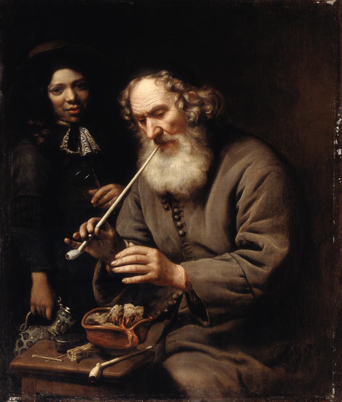 An Old Man with Clay Pipe od Ferdinand Bol