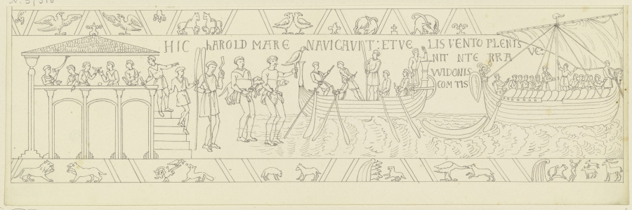 Zeichnung nach dem Bildteppich von Bayeux od Ferdinand Fellner