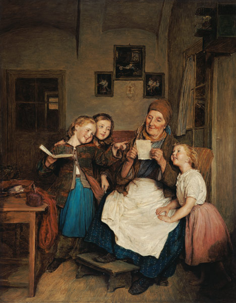 Grandmother with three granddaughters od Ferdinand Georg Waldmüller