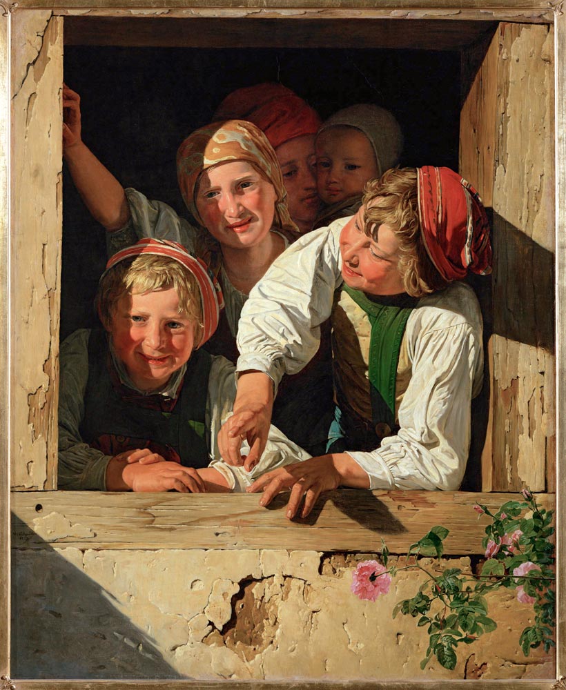 Kinder im Fenster od Ferdinand Georg Waldmüller