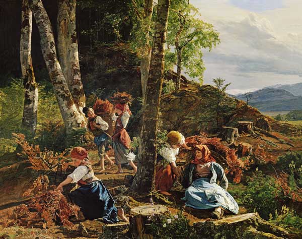Brushwood collector in the Viennese woods. od Ferdinand Georg Waldmüller