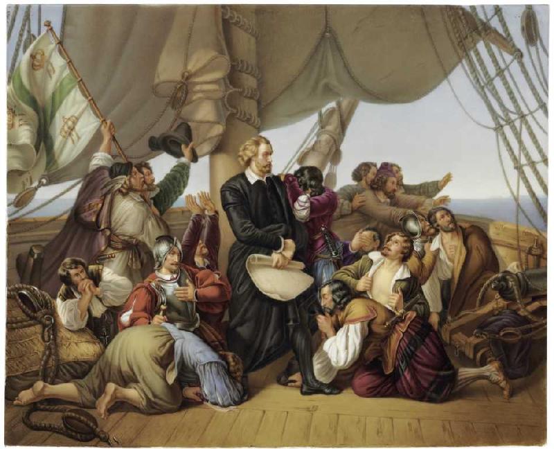 Christopher Kolumbus auf seinem Schiff. od Ferdinand Hodler