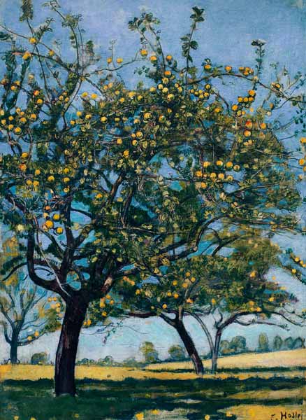 Hofstatt mit Apfelbäumen od Ferdinand Hodler
