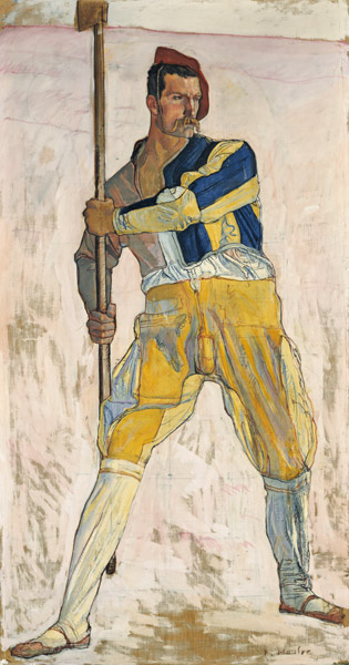 Marignano warrior od Ferdinand Hodler