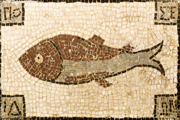 Römisches Mosaik mit Fischmotiv. od Ferdinand Hodler
