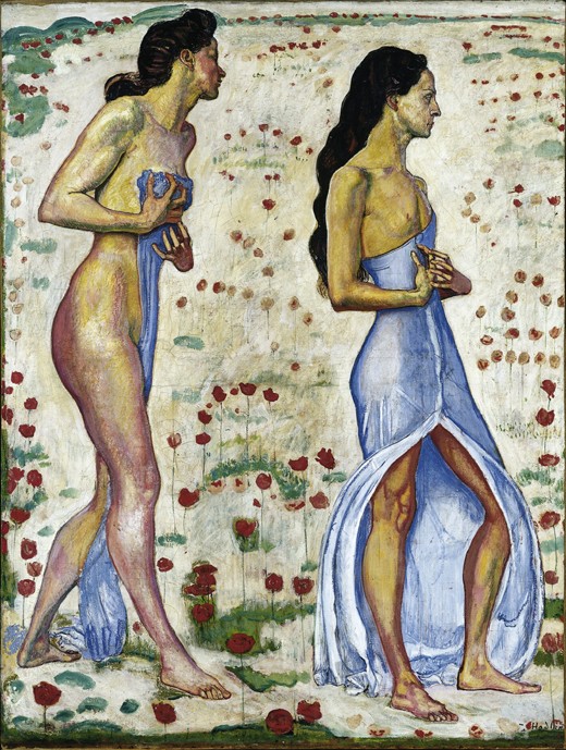 Two Women in Flowers (Emotion 1a) od Ferdinand Hodler