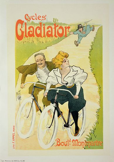 Reproduction of a poster advertising 'Gladiator Cycles', Boulevard Montmartre, Paris od Ferdinand Misti-Mifliez